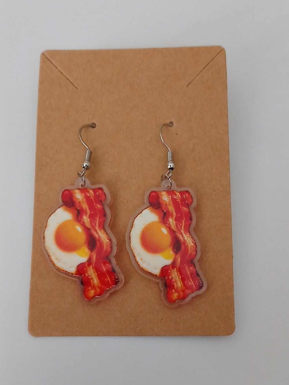 Fashion Jewelry Red and Yellow Bacon & Egg Dangle Earrings